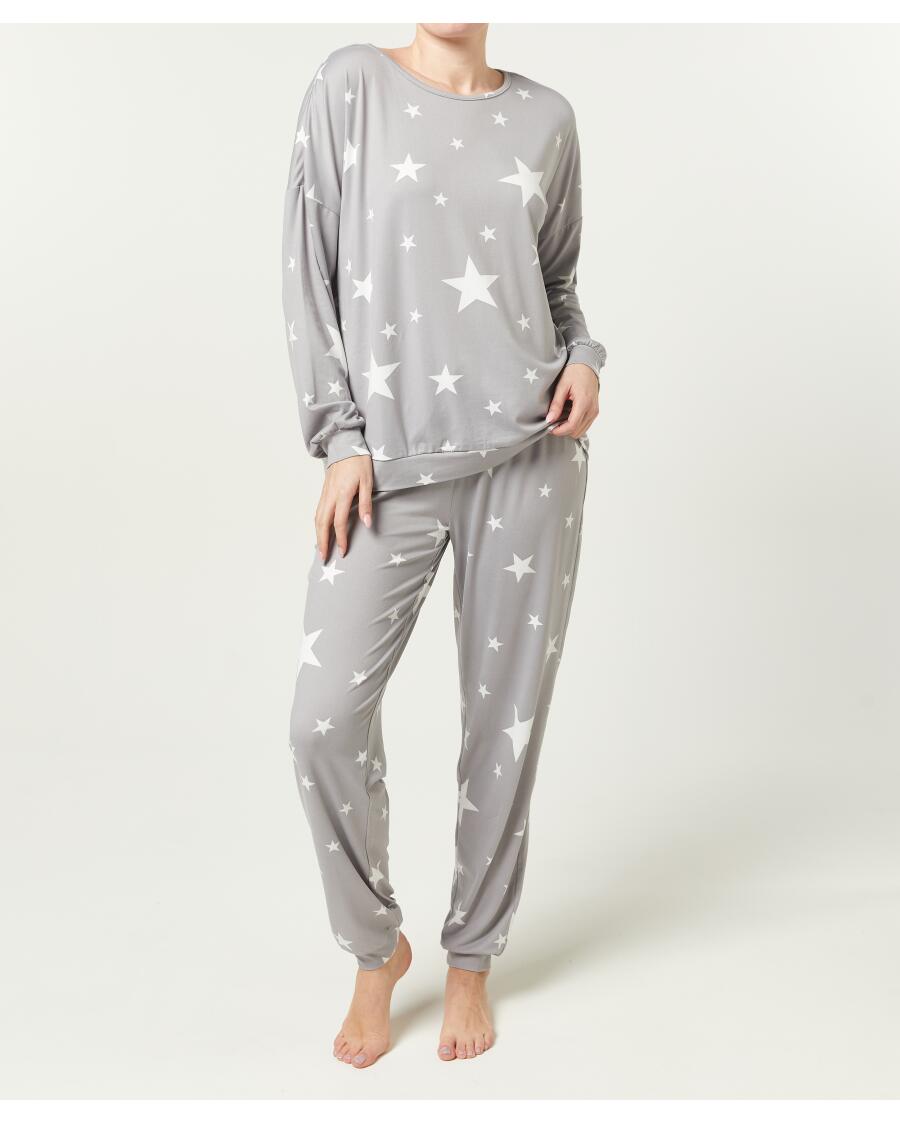 Pyjama Sterne grau bedruckt