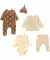 Newborn Mütze + Langarmshirt + Body + Strampler + Hose naturfarben