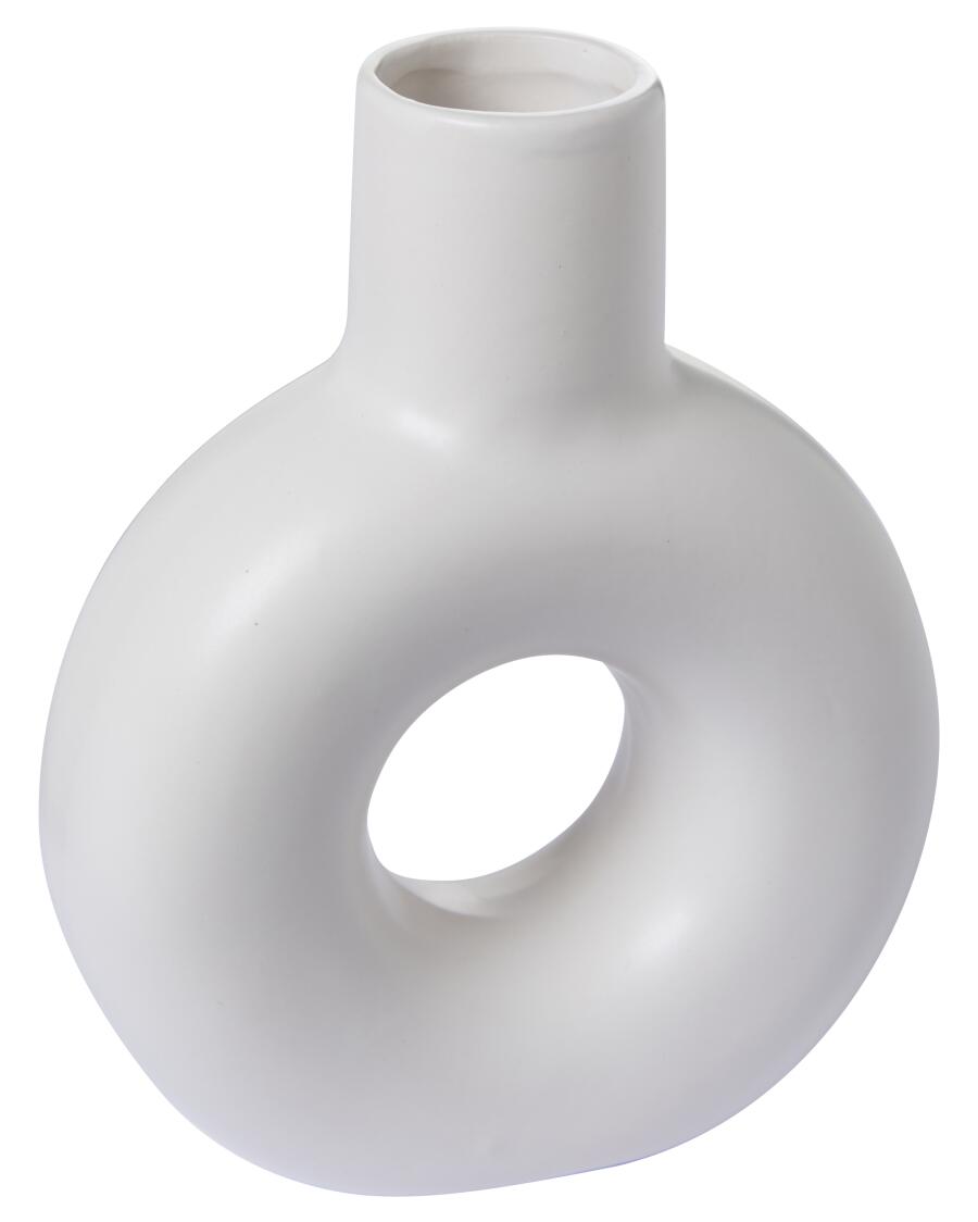 Wazon ceramiczny z otworem biały