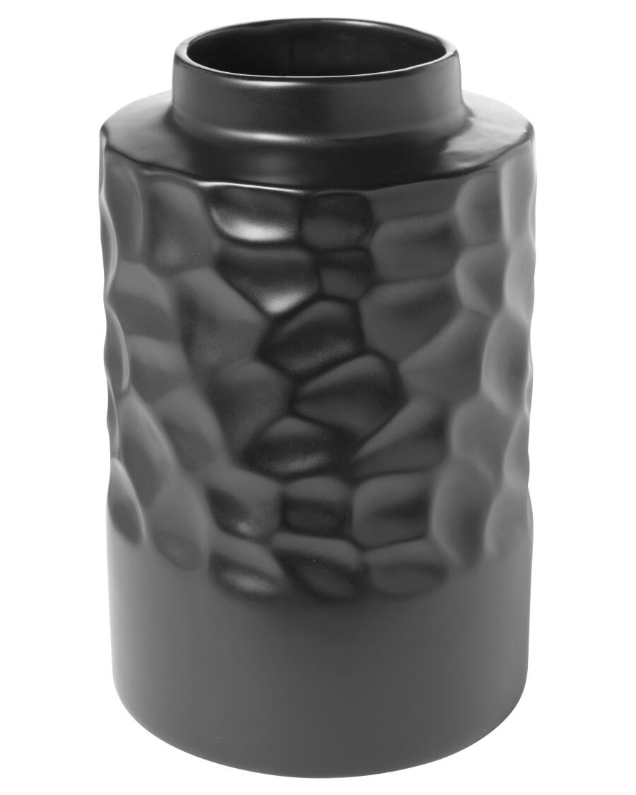 Keramikvase mit Dellen schwarz