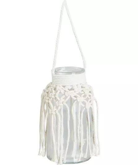 Glazen vaas met macramé