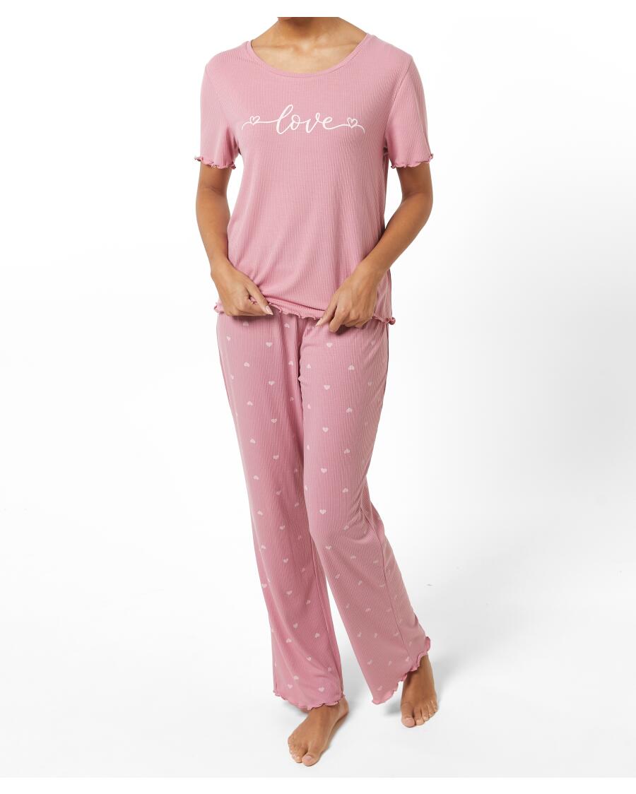 Pyjama hartjes oudroze