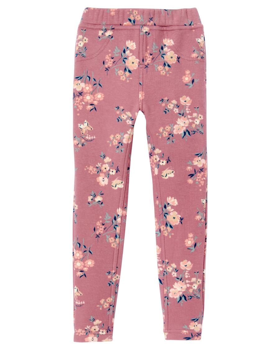 Legginsy termiczne w kwiaty różowy