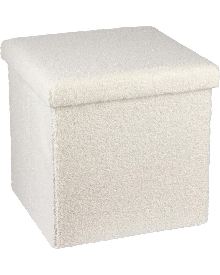 Sitzhocker Teddyfell weiß