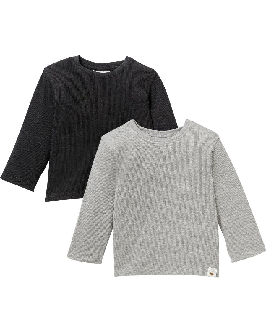 Gerippte Langarmshirts anthrazit melange