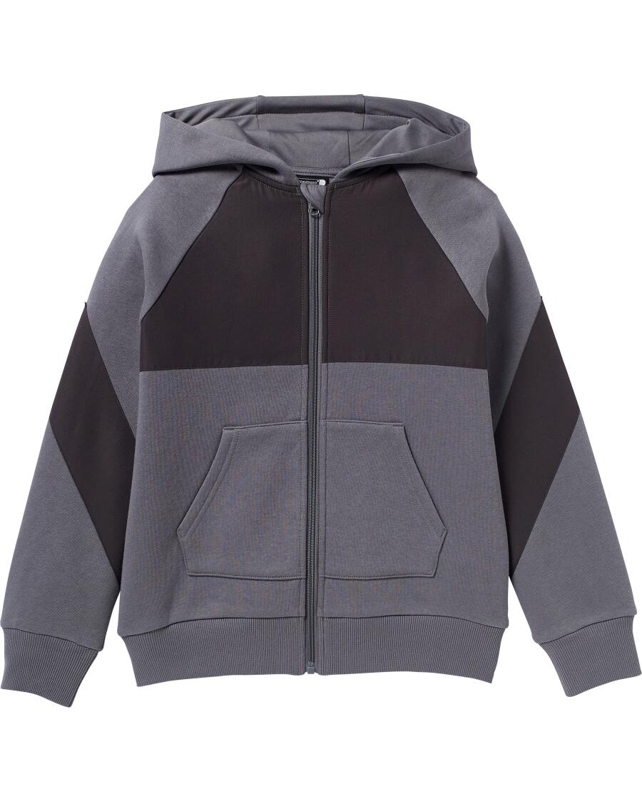 Sport-Sweatjacke mit Nylon-Einsätzen grau