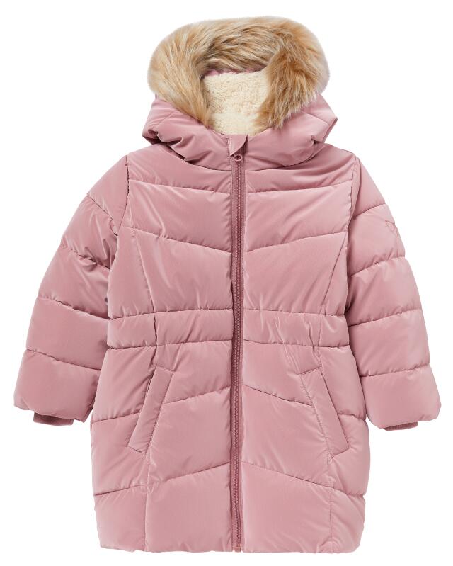 Padded quilted coat in velvet look for girls, pink (KiK Wattierter Steppmantel in Samtoptik (rosa)) — KiK, authentic German product in Morocco