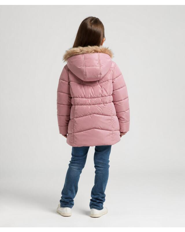 Padded quilted coat in velvet look for girls, pink (KiK Wattierter Steppmantel in Samtoptik (rosa)) — KiK, authentic German product in Morocco