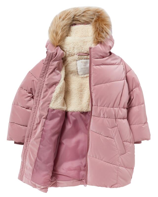 Padded quilted coat in velvet look for girls, pink (KiK Wattierter Steppmantel in Samtoptik (rosa)) — KiK, authentic German product in Morocco