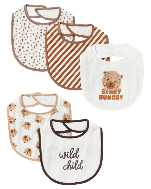 Fabric bib for baby girls, beige — KiK, authentic German product in Morocco
