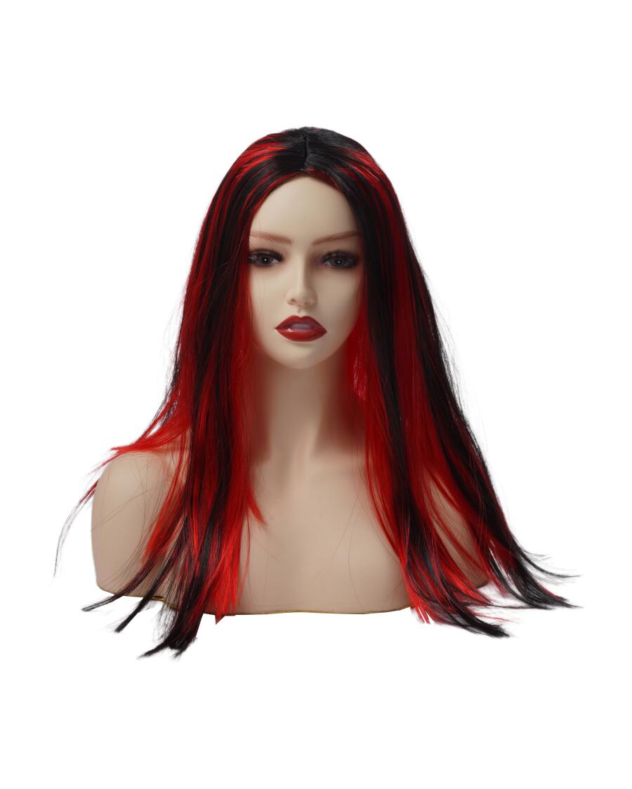 Halloween pruik rood/zwart