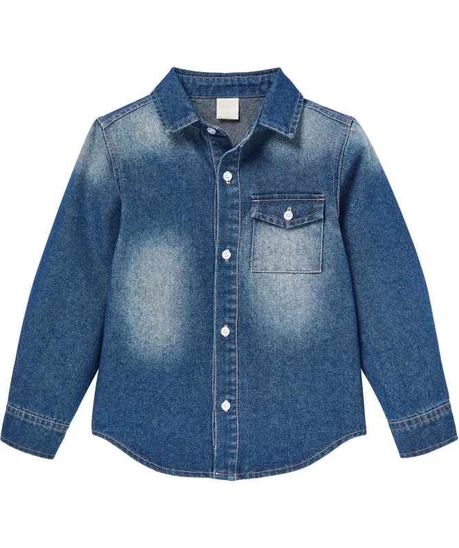 Jeanshemd mit abgerundetem Saum