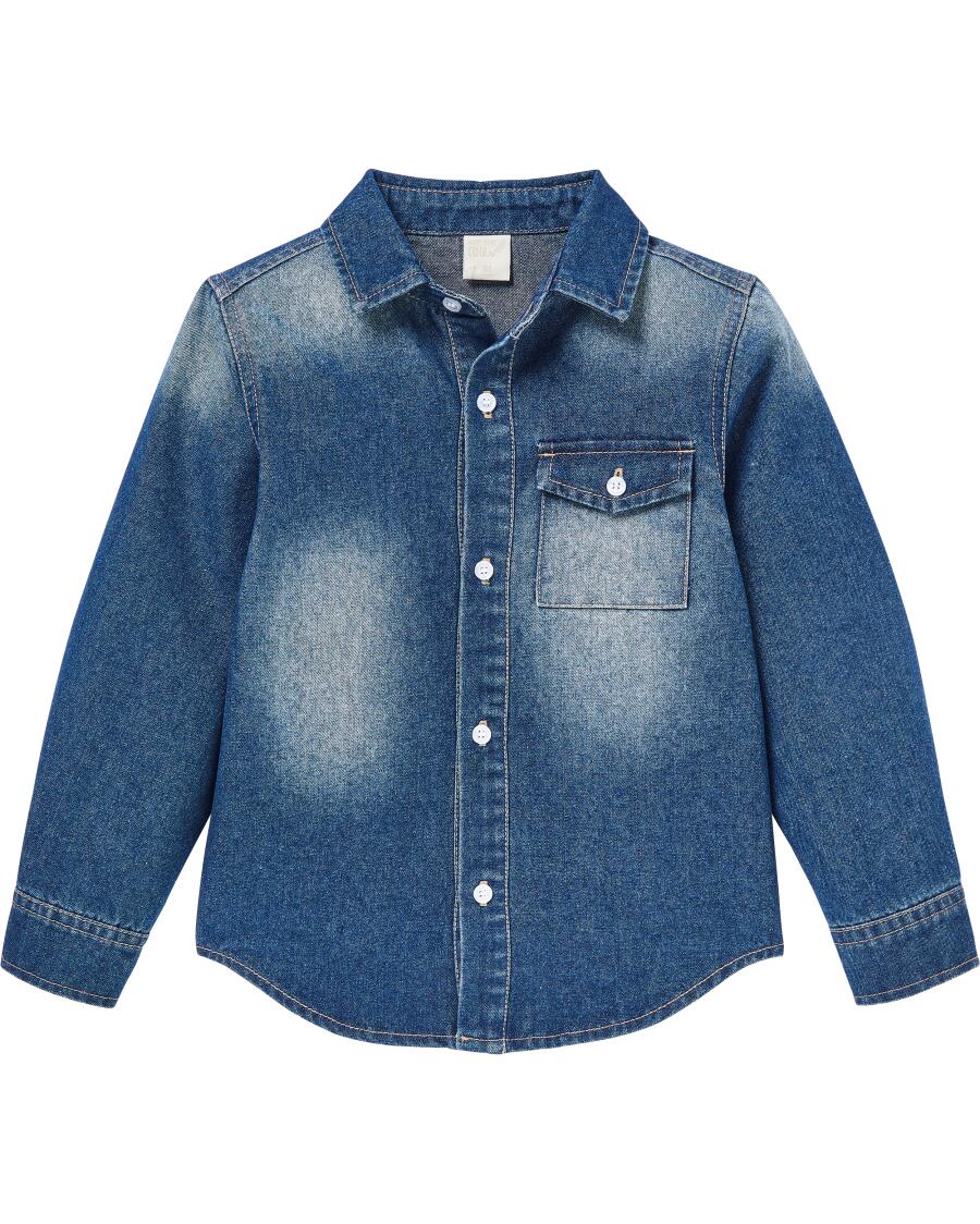 Jeanshemd mit abgerundetem Saum jeansblau dunkel
