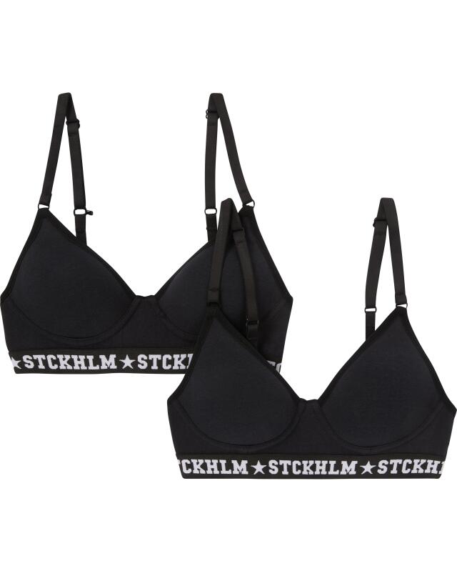 Soft bras with lettering for girls, black (KiK Soft-BHs mit Schriftzügen (schwarz)) — KiK, authentic German product in Morocco
