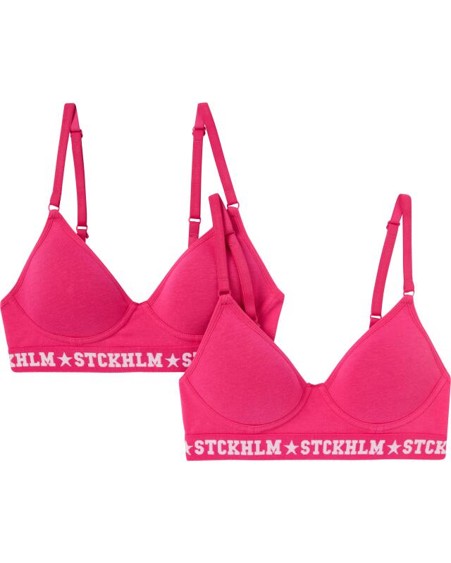 Soutiens-gorge souples à inscriptions fille, rose vif (KiK Soft-BHs mit Schriftzügen (pink)) — KiK, produit allemand authentique au Maroc