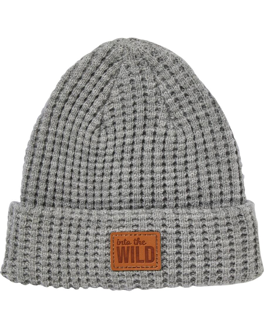 Strickmütze mit Waffelstruktur grau melange