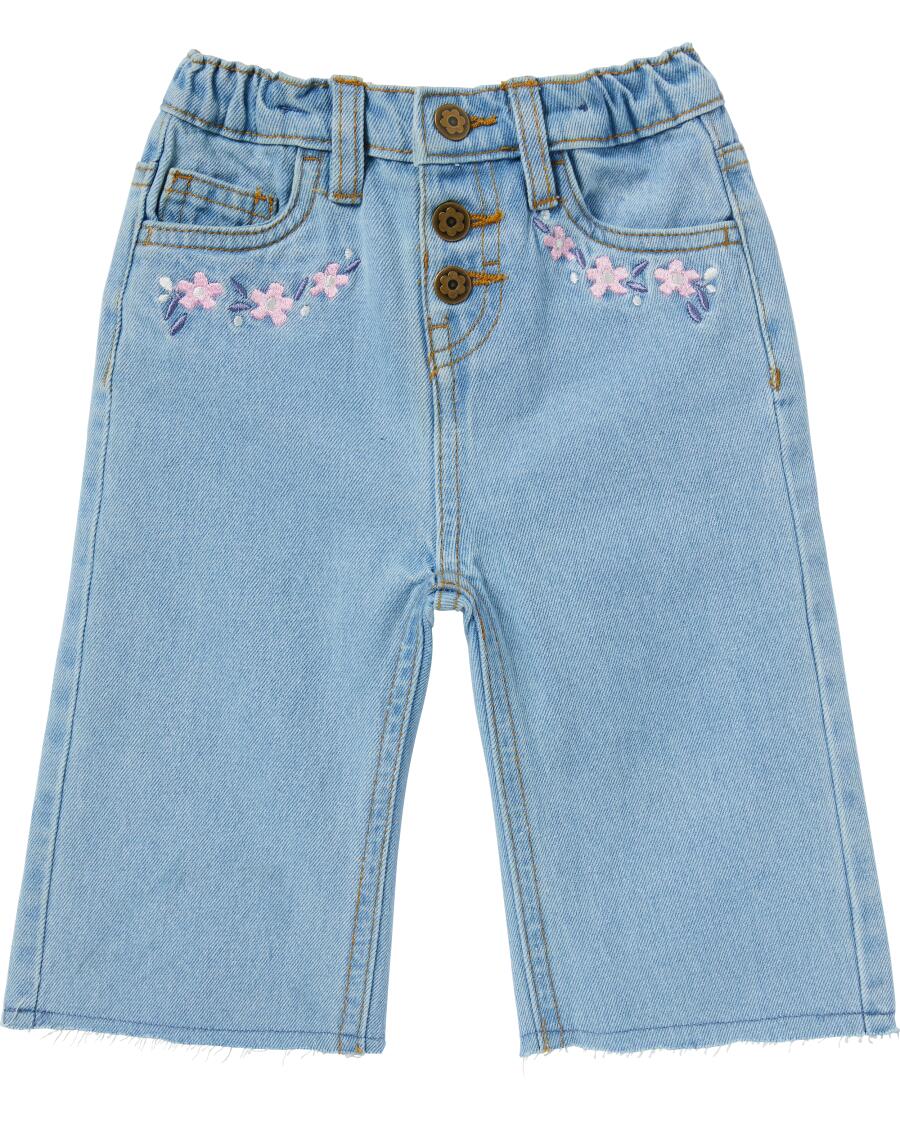 Jeans mit Blumenstickereien jeansblau