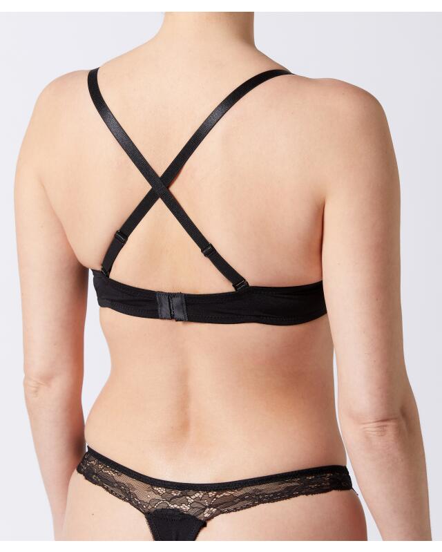 Super push-up bra + thong for women, black (KiK Super-Push-up-BH + String (schwarz)) — KiK, authentic German product in Morocco