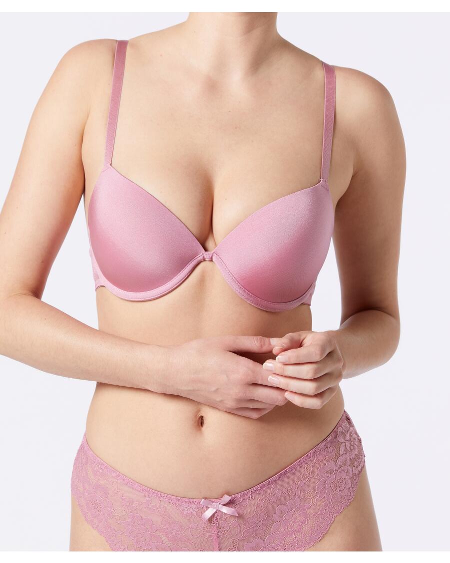 Super push-up bh met een glanzende look oudroze