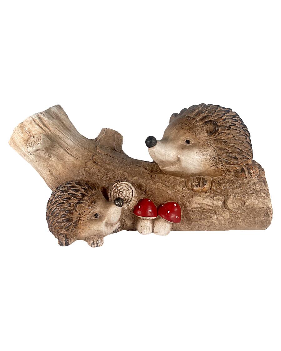 Deko-Igel auf Stamm braun
