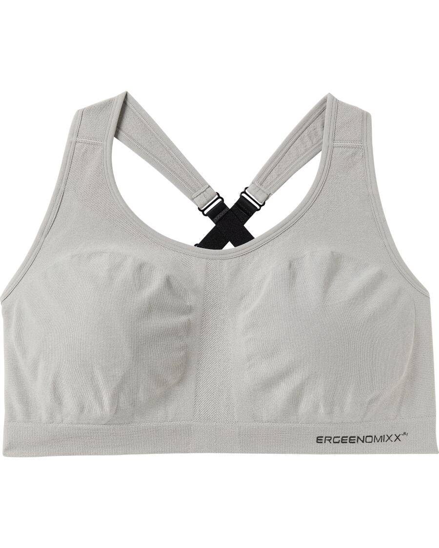 Sport-Bustier mit überkreuzten Trägern grau