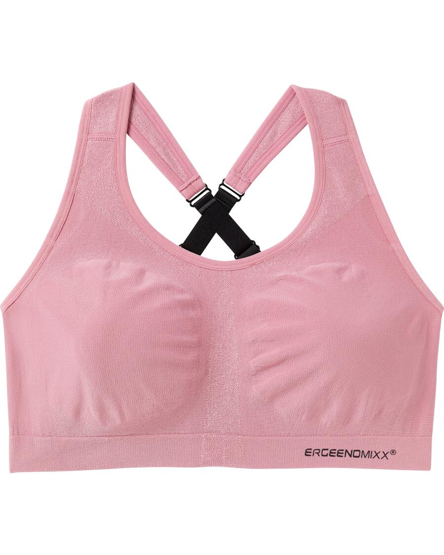 Sport-Bustier mit überkreuzten Trägern altrosa