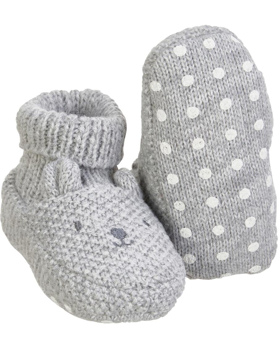 Baby-Strickschuhe hellgrau melange