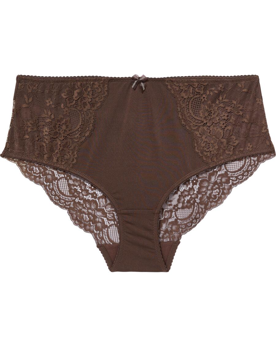 Slip mit Spitzendetails dunkelbraun