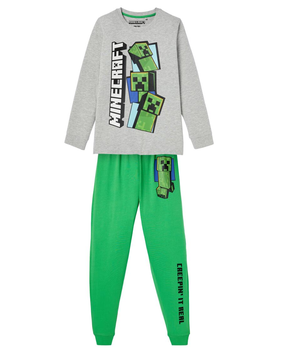 Minecraft Pyjama hellgrau melange