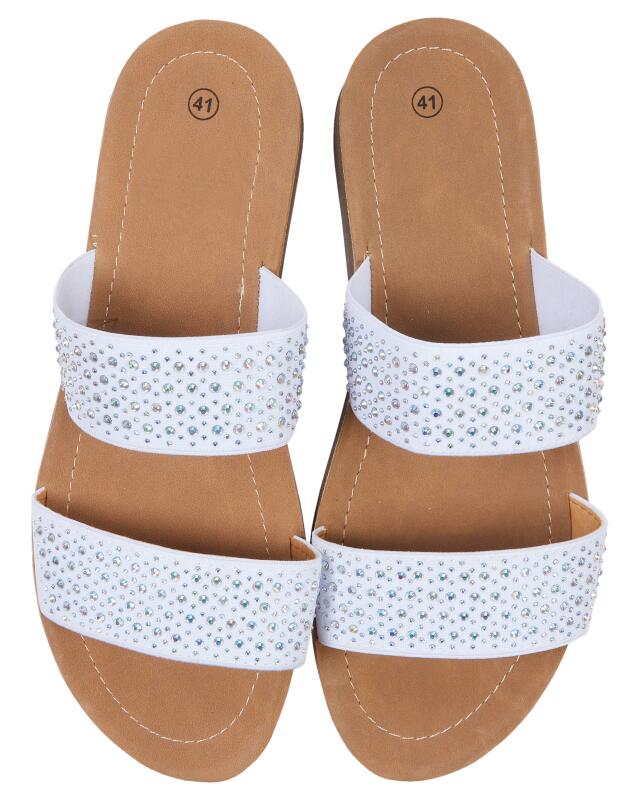 Sandals with rhinestones for women, white (KiK Sandalen mit Strasssteinen (weiß)) — KiK, authentic German product in Morocco