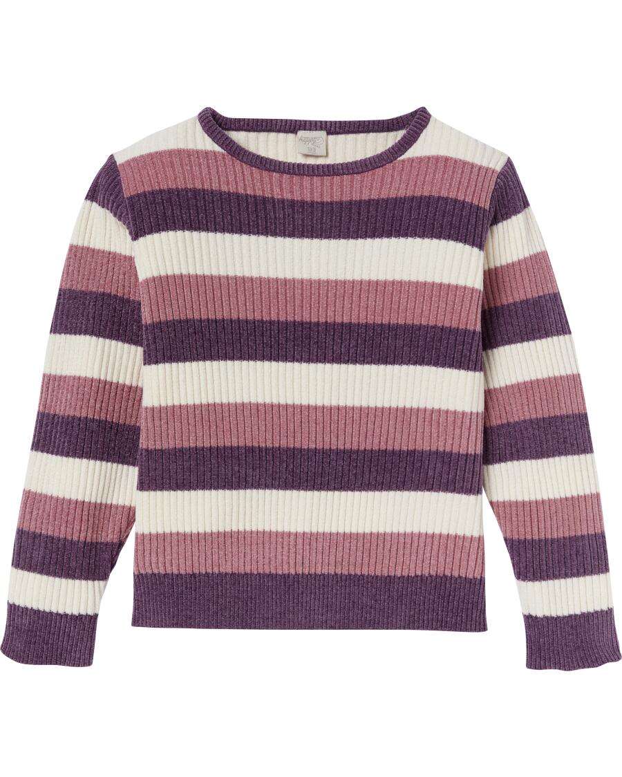Chenille-Strickpullover lila gestreift