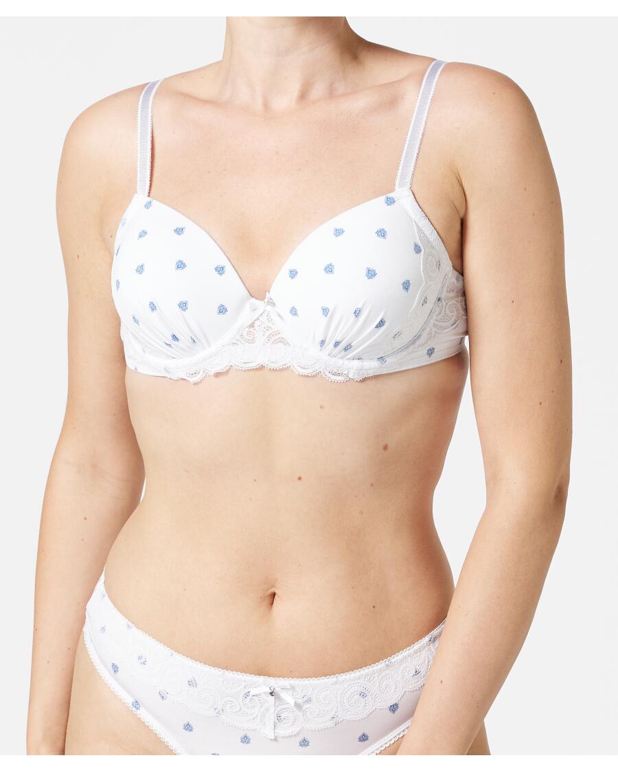 Blau gemusterter BH offwhite bedruckt
