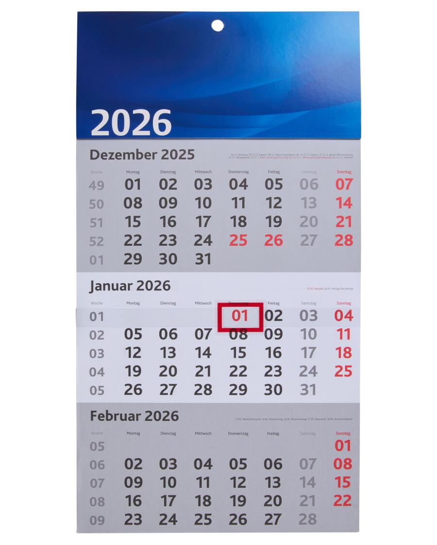 Wandkalender 2026 blau