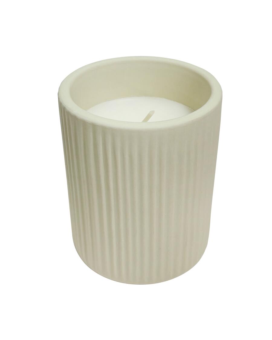 Duftkerze Rillenstruktur offwhite