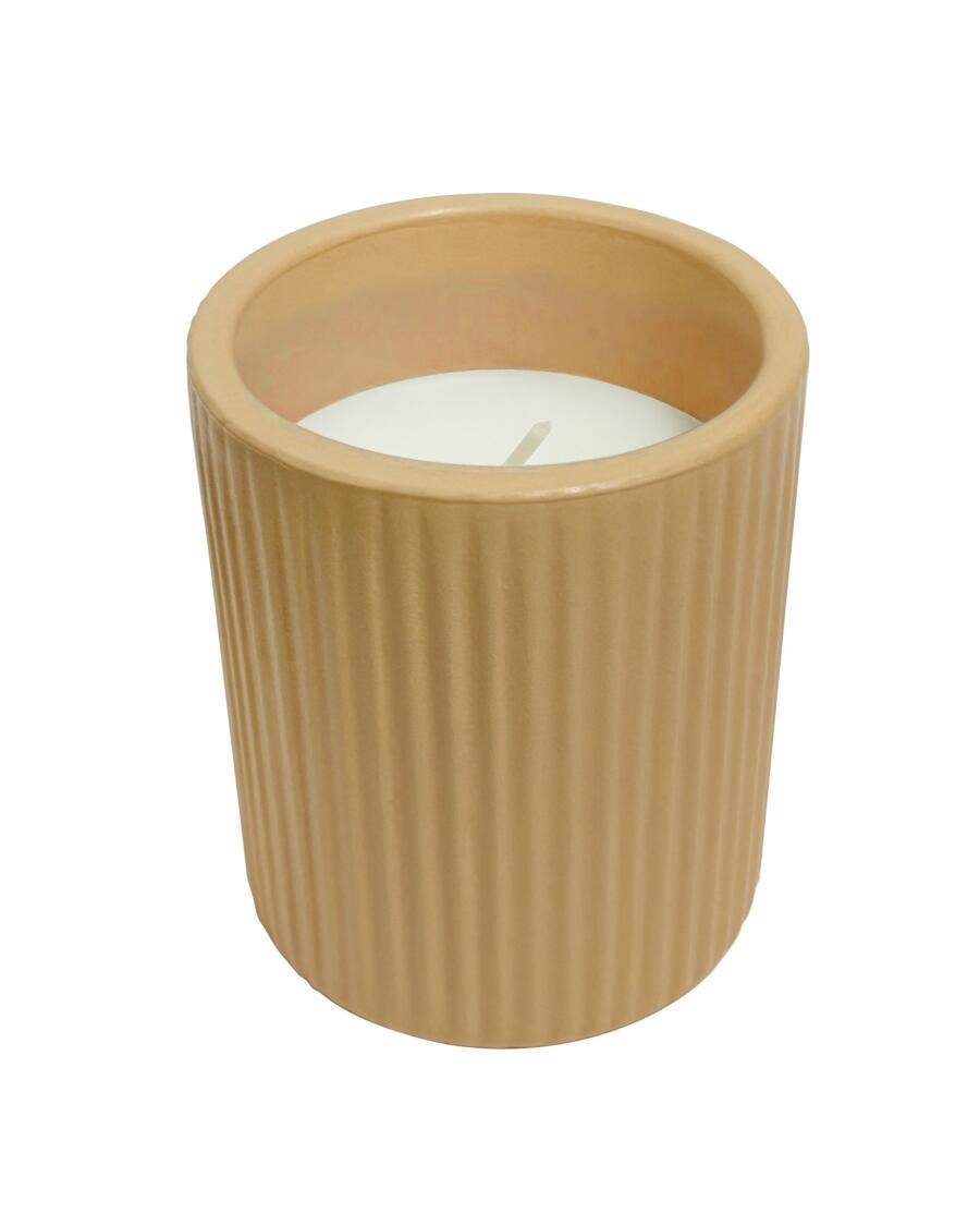 Duftkerze Rillenstruktur Beige