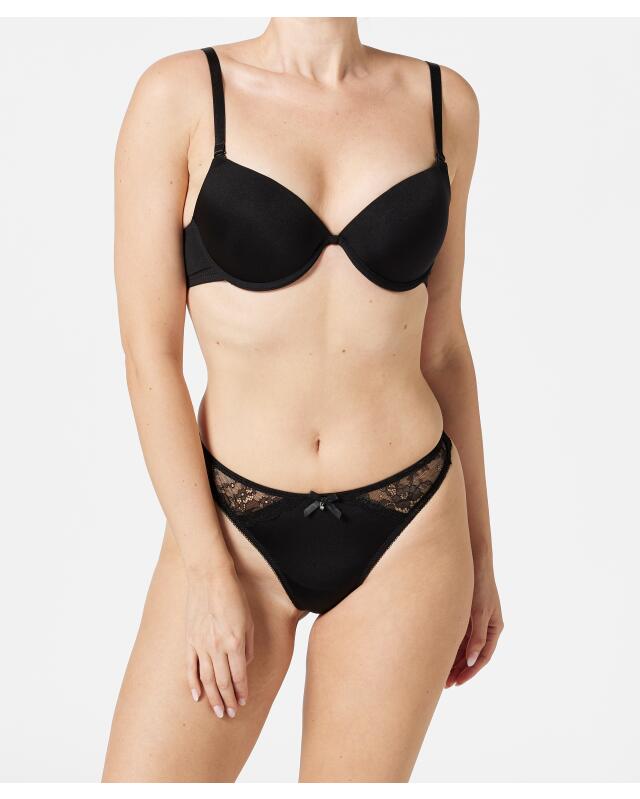 حمالة صدر بوش أب + سترينغ للنساء، أسود (KiK Push-up-BH + String in Schwarz (schwarz)) — KiK, منتج ألماني أصلي في المغرب