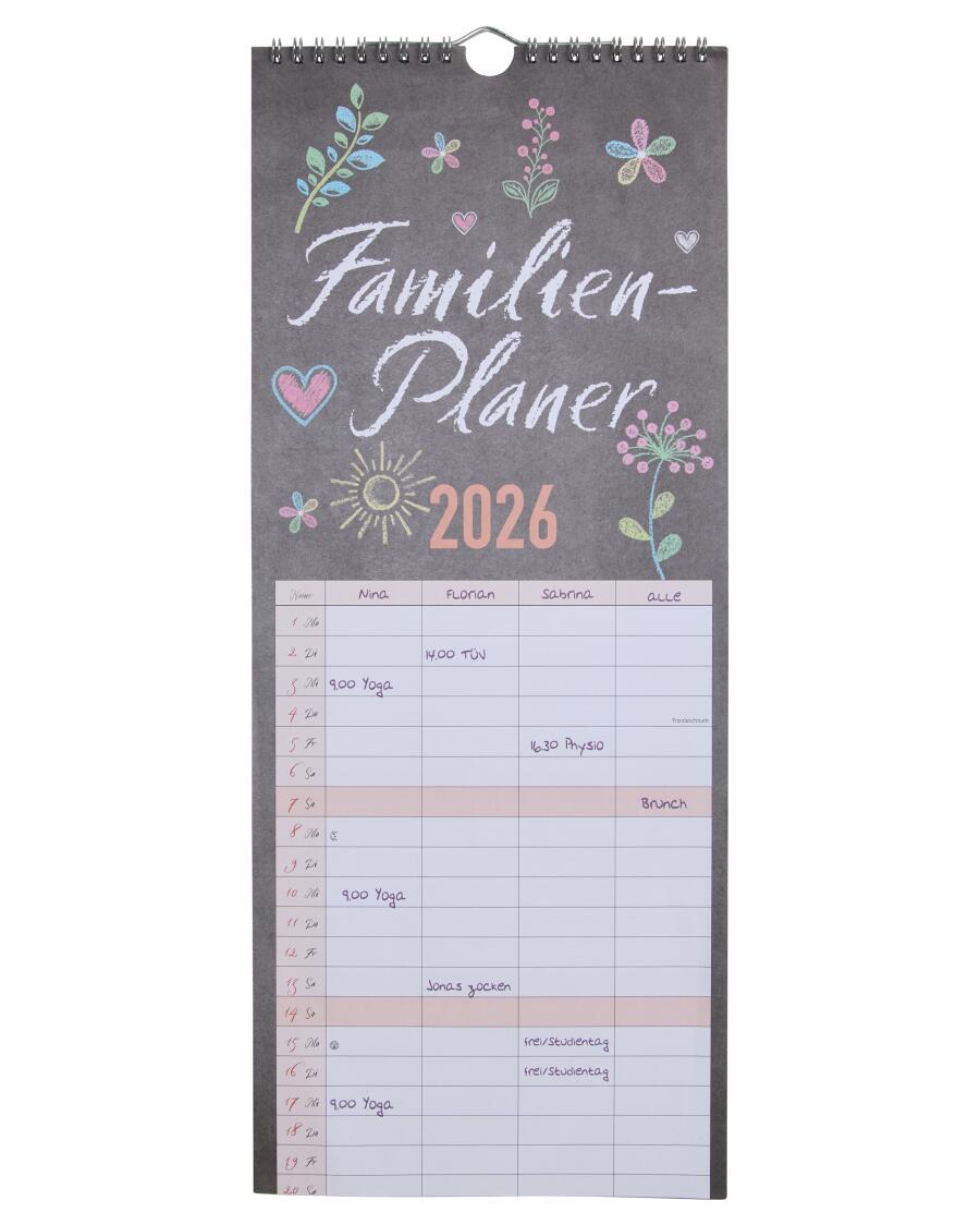 Familienkalender 2026 schwarz