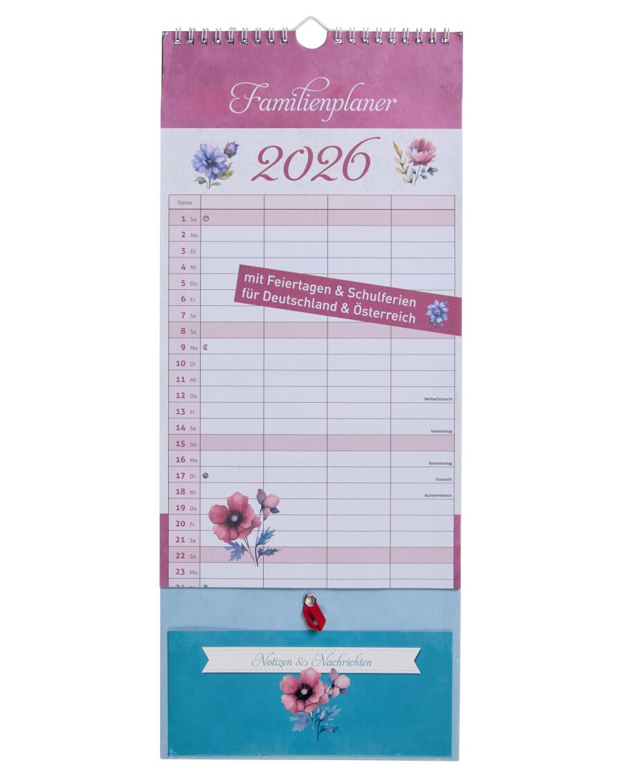 Familien-Wandkalender 2026 Pastell