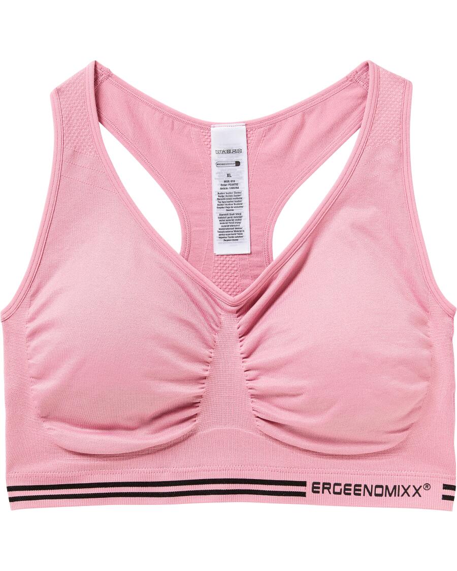 Sport bustier met V-hals oudroze