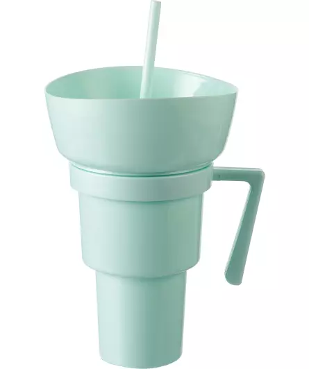 Trinkbecher mit Schale und Strohhalm
