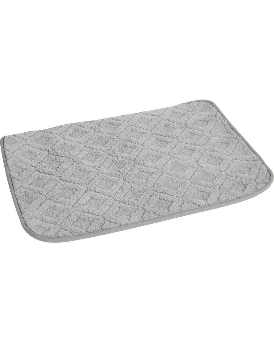 Fleece-Badematte Diamant hellgrau