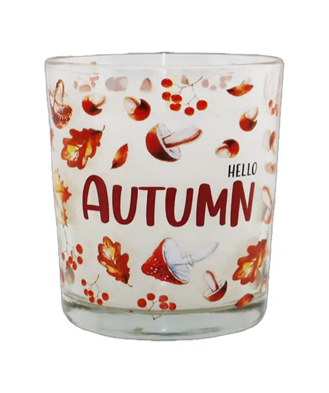 Kerze im Glas Herbstblätter