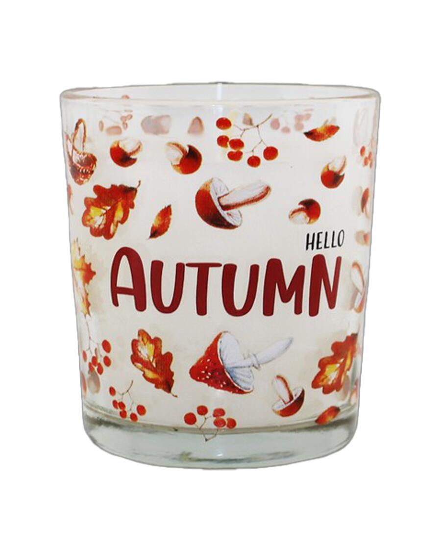 Kaars in een glas Herfstbladeren kleurrijk