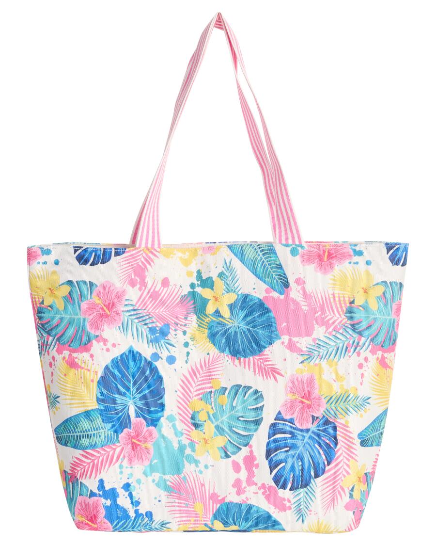 Strandtasche mit floralem Muster bunt