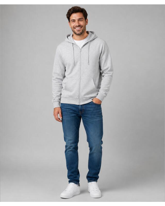 Veste sweat zippée basique homme, gris chiné (KiK Sweatjacke Basic (grau melange)) — KiK, produit allemand authentique au Maroc