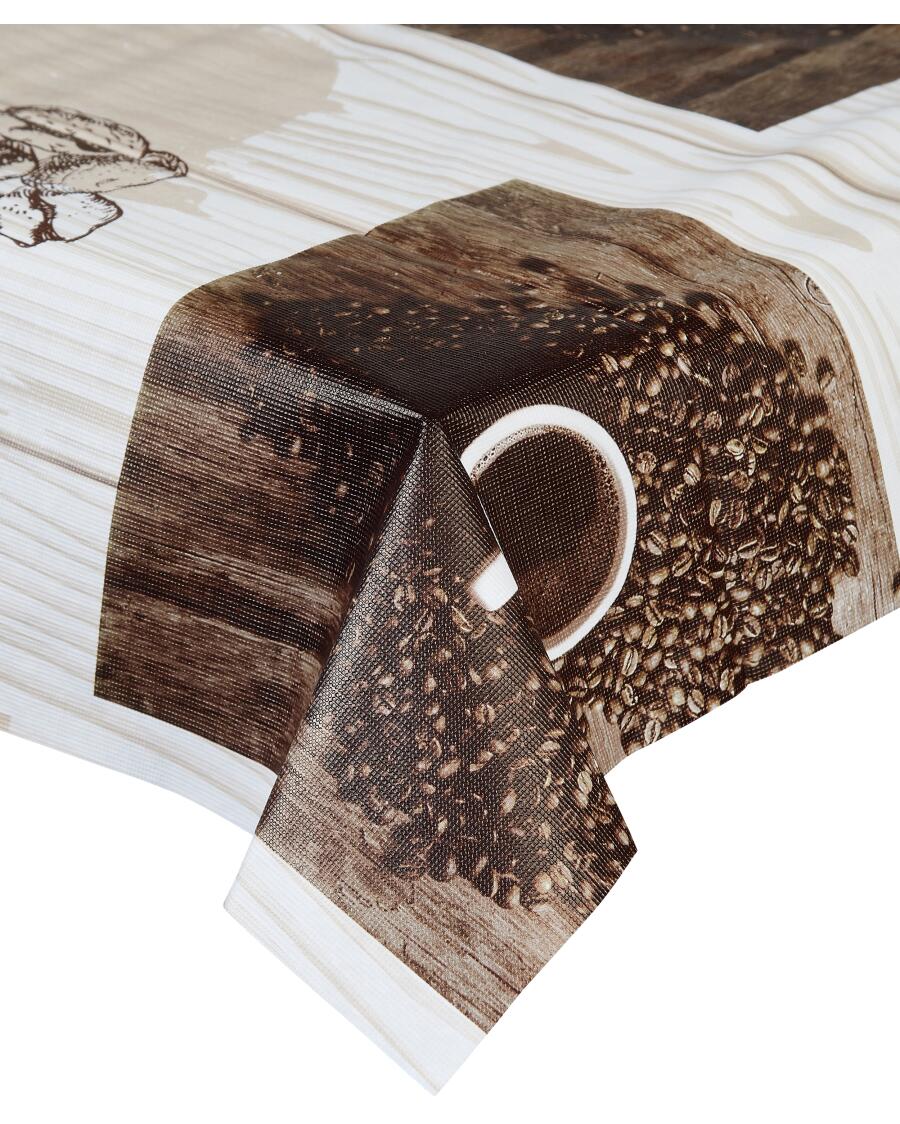 Wachstuchtischdecke braun bedruckt