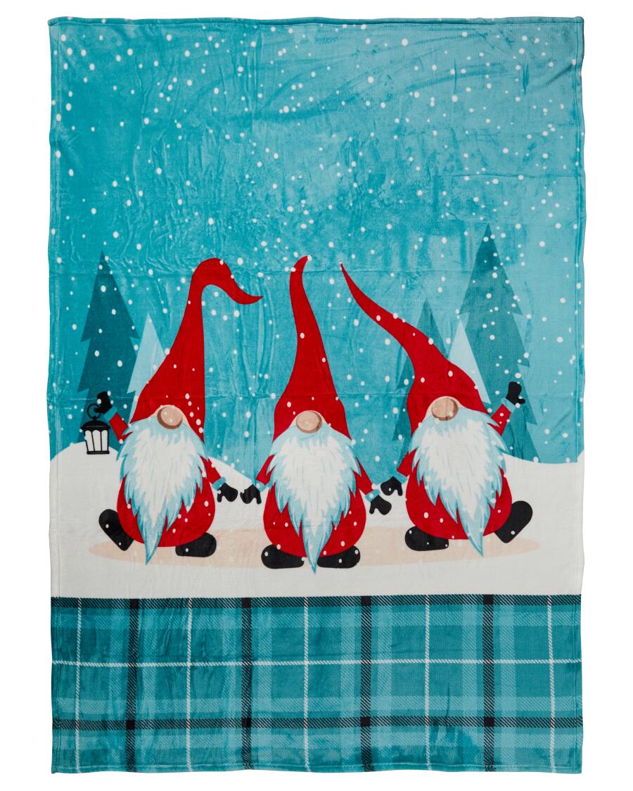 Flanellen deken Kerst blauw