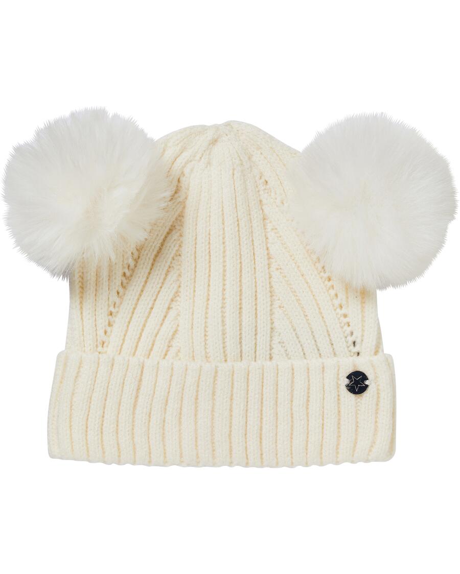 Strickmütze mit Bommel offwhite