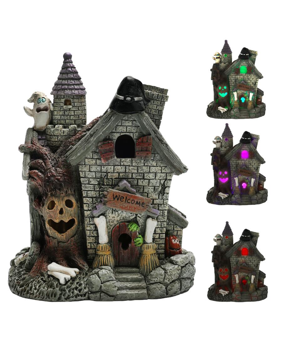 LED-Gruselhaus Halloween grau