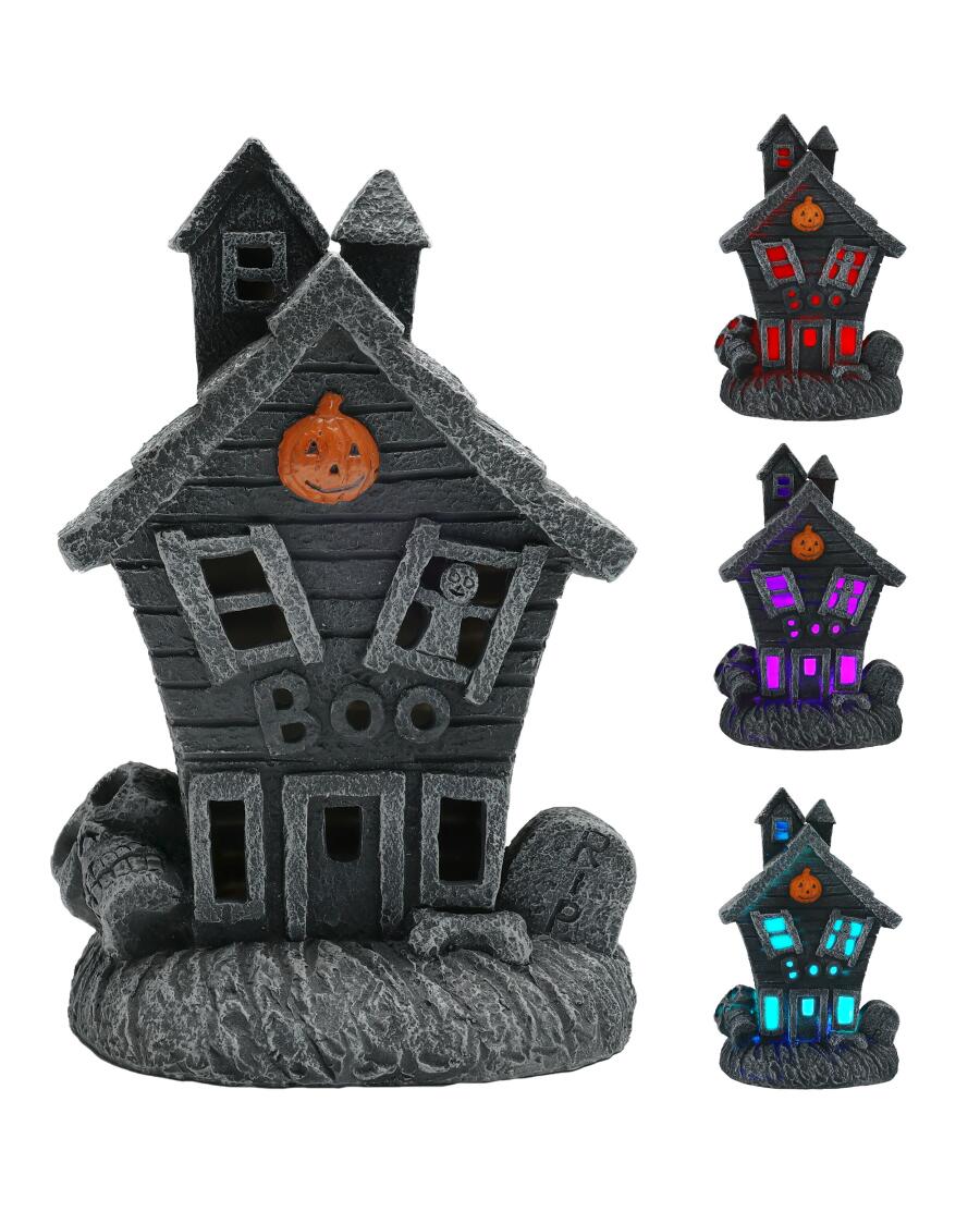 LED-Gruselhaus Halloween dunkelgrau